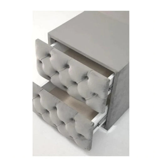 Table de chevet CAPITONNÉ (gris)