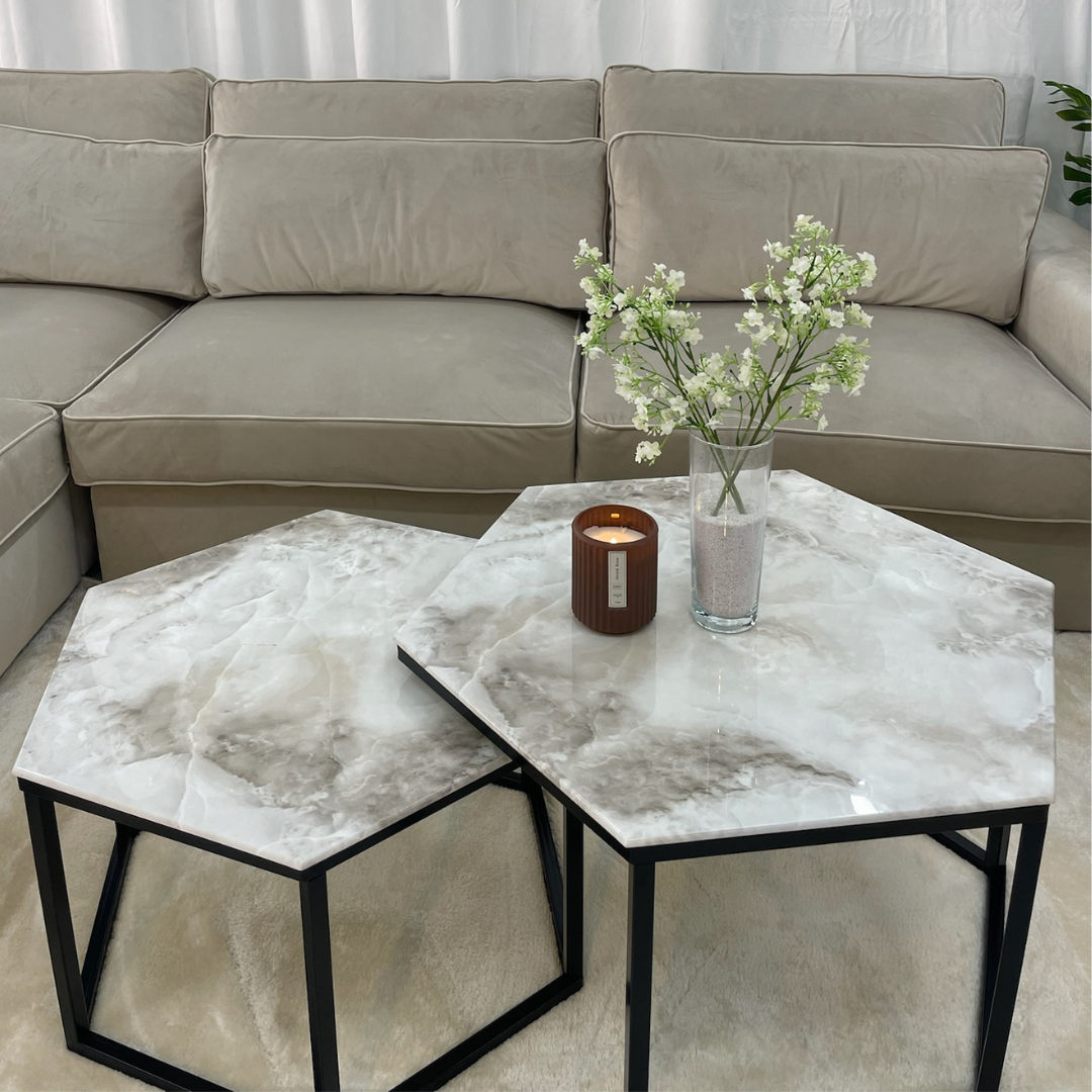Table basse HEXAGONA (métal noir)