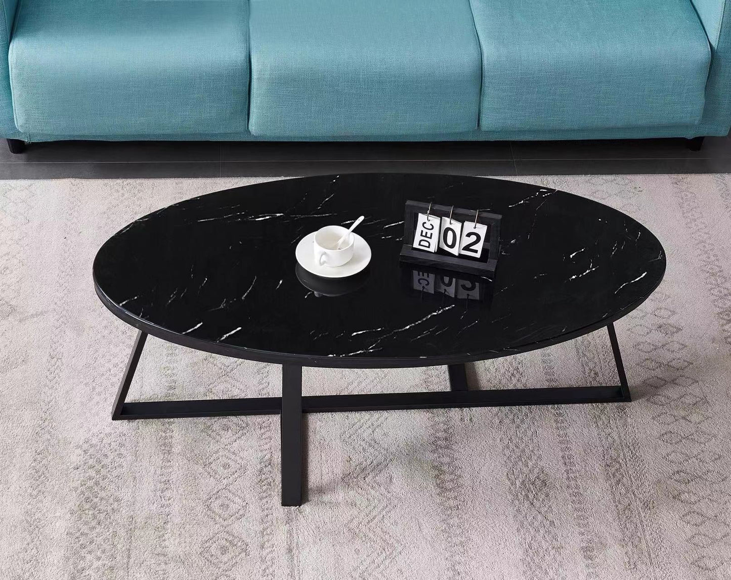 Table basse GAMMA  marbre (métal noir)