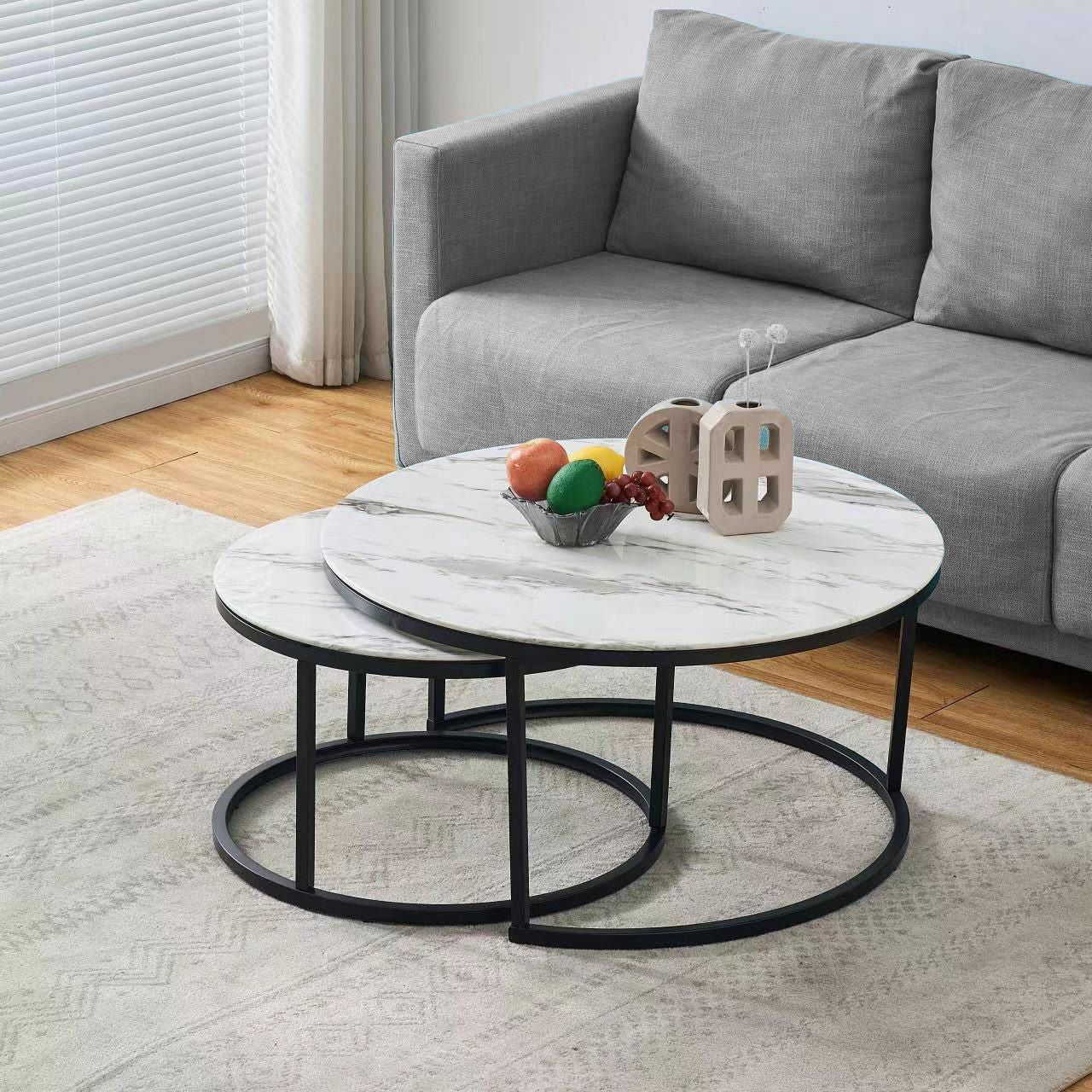 Table basse GIGOGNE marbre (métal noir)