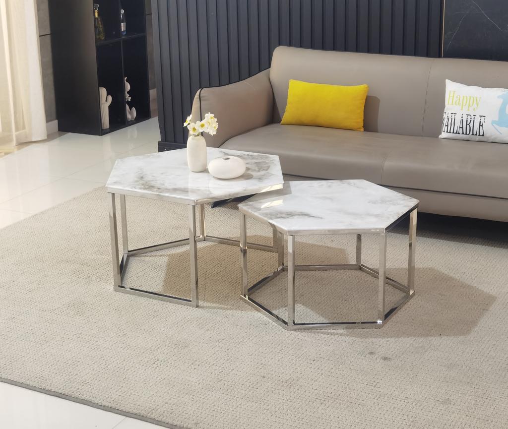 Table basse GIGOGNE HEXAGONA (chrome)