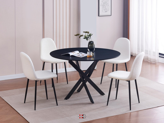 Table à manger ronde JESSICA BOIS (Pied noir)