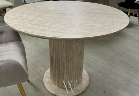 Table à manger INNA ronde (effet travertin)