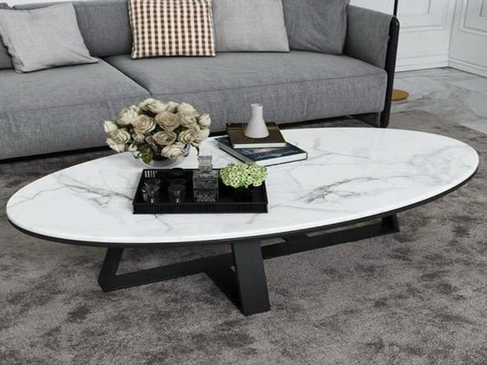 Table basse GAMMA  marbre (métal noir)
