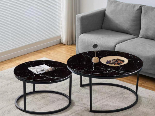 Table basse GIGOGNE marbre (métal noir)