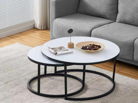 Table basse GIGOGNE ultra blanc (métal noir)