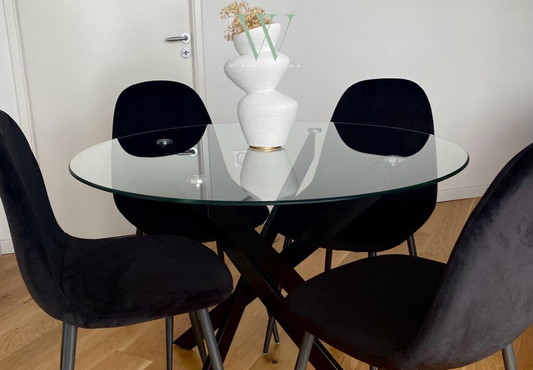 Table à manger JESSICA ronde (métal noir)