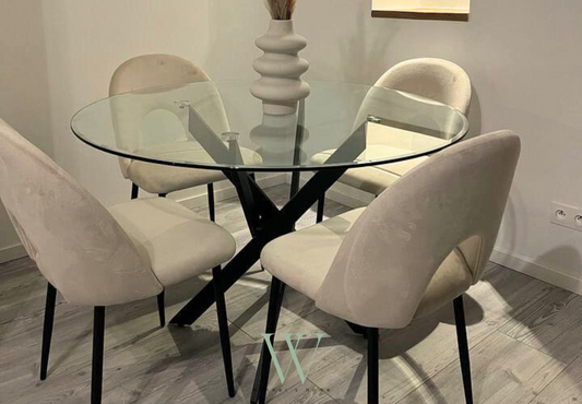 Table à manger JESSICA ronde (métal noir)