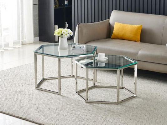 Table basse GIGOGNE HEXAGONA (chrome)
