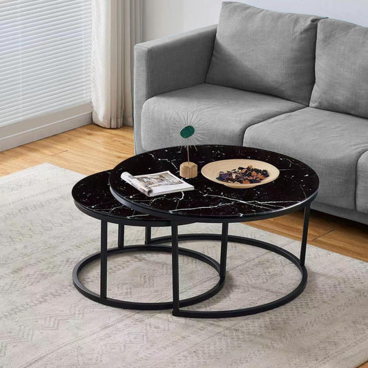 Table basse GIGOGNE marbre (métal noir)