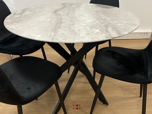 Table à manger Jessica ronde (Métal noir)