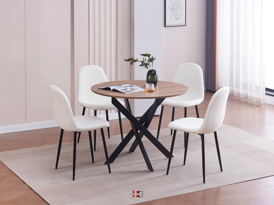 Table à manger ronde JESSICA BOIS (Pied noir)